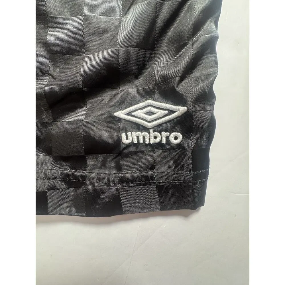 Umbro Black Checker Soccer Athletic Shorts Boys Size M Drawstring Lightweight
